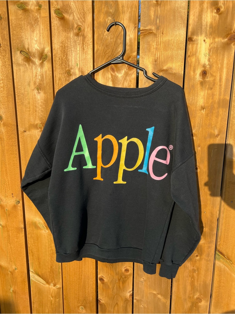 Apple Black Crewneck Sweatshirt with Multicolor Logo